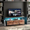 LED TV stolek se 3 zásuvkami, 137 x 30 x 57 cm, retro TV Náhled obrázku produktu 1