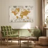 MuchoWow® Poster Weltkarte - Gold - Blumen 120x80 cm - Produktbild-Vorschau 3