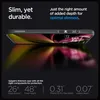 A smartphone case is shown from a side angle, with text highlighting its features. Podgląd zdjęcia produktu