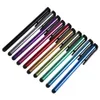 A collection of multi-colored touchscreen pens arranged diagonally on a white background. Produktbild-Vorschau