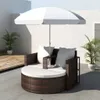 vidaXL Gartenbett mit Sonnenschirm Braun Poly Rattan Produktbild-Vorschau 9