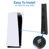 An image showing a PlayStation 5 console and an external cooling fan attachment, with a line indicating how they connect. Produktbild-Vorschau