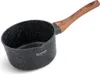 A single black saucepan with a wood-grain handle is shown against a white background. Produktbild-Vorschau
