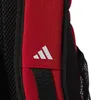 A close-up of a red and black backpack with the Adidas logo. Podgląd zdjęcia produktu