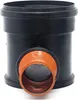A black and orange drainage pipe fitting on a white background. Produktbild-Vorschau