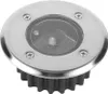 A single solar-powered ground light with a stainless steel top and a black ribbed base. Produktbild-Vorschau