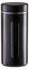 A black storage jar with a clear window. Produktbild-Vorschau
