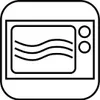 A black and white line drawing of a microwave oven. Podgląd zdjęcia produktu
