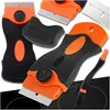 A collage of glass scrapers with orange and black handles, some with protective covers, and loose blades. Náhled obrázku produktu