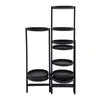 A black metal plant stand with multiple tiers. Podgląd zdjęcia produktu