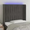 vidaXL LED Kopfteil Dunkelgrau 93x16x118/128 cm Samt Produktbild-Vorschau 2
