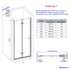 A technical drawing and size chart for a shower enclosure. Anteprima dell’immagine prodotto