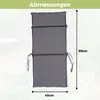 A grey chair cushion is shown with dimensions indicated by lines and text. Produktbild-Vorschau