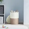 vidaXL Úložný koš s víkem Brown & White Ø37x50 cm Bavlna Náhled obrázku produktu 3