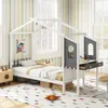 A child's bedroom with a house-shaped bed that includes a desk. Náhled obrázku produktu