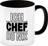 ICH CHEF DU NIX Kaffeebecher in schwarz für Büro und Produktbild-Vorschau 1
