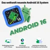 Marketing graphic for Android 16 system with feature callouts. Produktbild-Vorschau