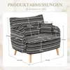 A product image showing a striped armchair with dimensions and specifications overlaid. Náhled obrázku produktu