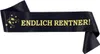A black sash with gold text and graphics for a retirement party. Produktbild-Vorschau