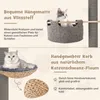 Collage of two product features for a cat tree: a felt hammock and a woven basket. Produktbild-Vorschau