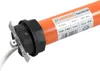 A close-up shot of an orange tubular motor with a black mounting bracket and a white cable. Produktbild-Vorschau