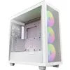 A white NZXT H7 Flow RGB Midi-Tower computer case is shown from a three-quarter front view against a white background. Produktbild-Vorschau