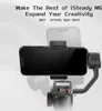 A smartphone gimbal stabilizer is shown with text overlays highlighting its features. Produktbild-Vorschau