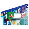 A close-up view of a section of a 3D Advent calendar with festive decorations and characters. Voir les images du produit