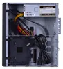 Inside view of a computer case with a power supply unit and cables. Produktbild-Vorschau