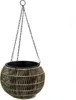 Polyrattan Blumenampel rund grau Ø 32cm Korb Blumentopf Produktbild-Vorschau 1