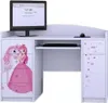 A white computer desk with a monitor, keyboard, and drawers decorated with princess and unicorn motifs. Produktbild-Vorschau