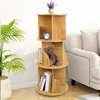 A rotating bookshelf with books, a teddy bear, and a clock. Produktbild-Vorschau