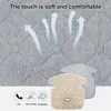 A close-up view of a baby car seat protector with marketing text and icons. Produktbild-Vorschau