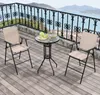 COSTWAY 3dílný bistro set se skleněnou deskou, 2 skládacími Náhled obrázku produktu 2