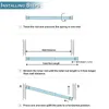 Diagrams showing the installation steps for a telescopic rod. Produktbild-Vorschau