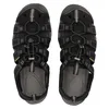 A top-down view of a pair of black KEEN Clearwater Cnx M sandals against a white background. Produktbild-Vorschau