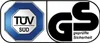 The image displays two certification logos: TÜV SÜD and GS "geprüfte Sicherheit". Voir les images du produit