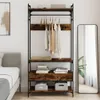 vidaXL Kledingrek met lades, gerookt eikenhout, 89x39x184,5 Productafbeelding-voorbeeld 2