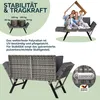 A family is sitting on a garden bench, with text and graphics highlighting product features. Anteprima dell’immagine prodotto