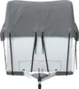 A grey caravan cover is shown on a white caravan. Náhled obrázku produktu