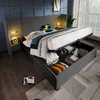 okwish Letto imbottito Letto matrimoniale Letto contenitore Anteprima dell’immagine prodotto 1