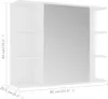 A white bathroom cabinet with a mirror and shelves. Produktbild-Vorschau