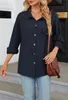 ASKSA Damen Bluse Langarm Musselin Einfarbig Revers Produktbild-Vorschau 2