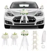 Decoratieset voor bruidswagen, wit, met 3 rozen en organza Productafbeelding-voorbeeld 8