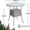 CASARIA® Gartentisch Polyrattan Wetterfest Rund Klein 60cm Produktbild-Vorschau 3
