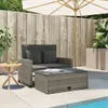 Gartensofa 2-Sitzer mit Kissen Grau Poly Rattan Produktbild-Vorschau 3