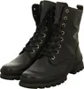 A pair of black lace-up boots on a white background. Produktbild-Vorschau