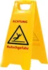 A yellow A-frame warning sign with a slip hazard symbol and text. Produktbild-Vorschau