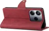 A red leather flip case for a smartphone is shown from a side angle, with the front cover open. Náhled obrázku produktu