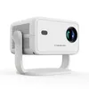 A white mini projector is shown on a white stand against a white background. Produktbild-Vorschau